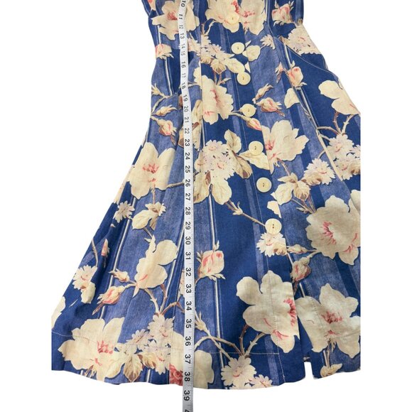 Anthropologie Camellia Collared Dress Sleeveless Floral Fit Flare Blue US Size 0 - Picture 8 of 9